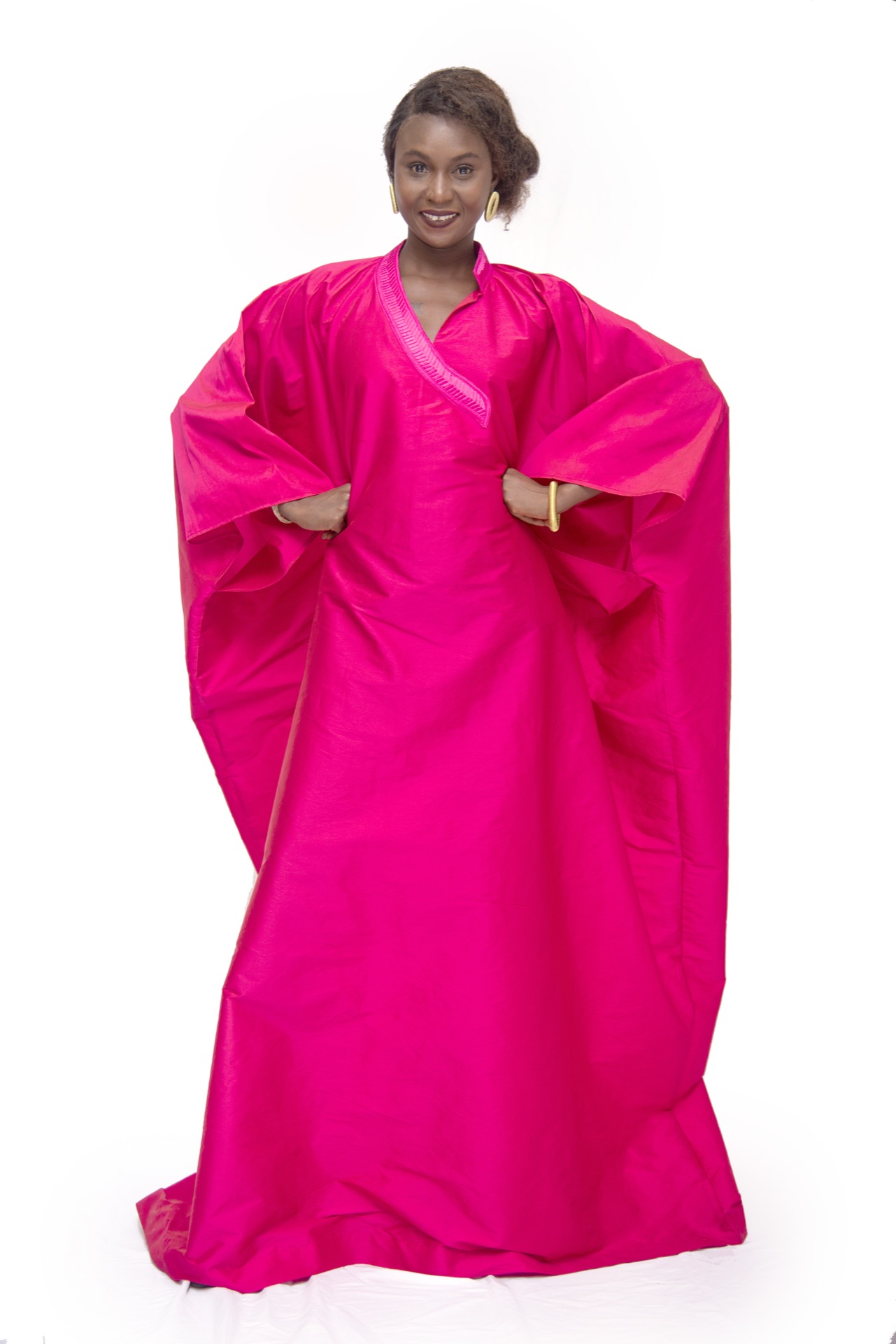 Boubou Shantung avec col signature en broderie – Image 7