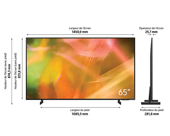 Téléviseur Samsung Cristal UHD 4K 50/55/65/75/85 pouces AU8000 – Image 6